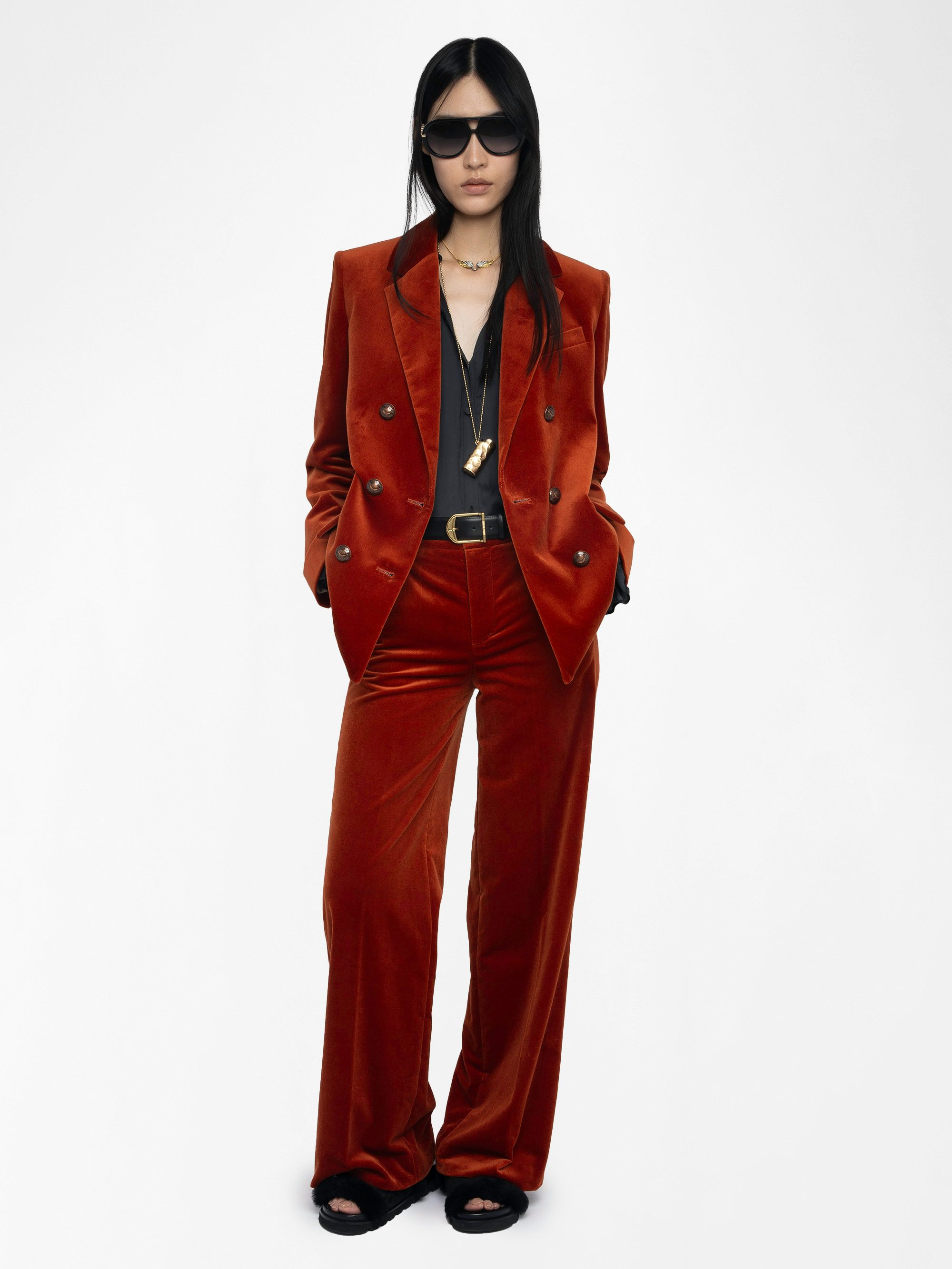 Panol Velours Trousers - Wide straight tailored velvet trousers.